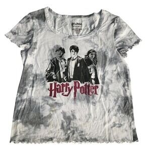 Harry Potter Graphic T-Shirt Tie Dye Top Novelty Tee Cute Ruffle‎ Trim L